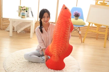 Frumoasa creatoare de pluș roșu pește jucărie moale Arowana perna papusa cadou aproximativ 85cm