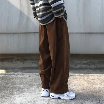 Barbati Pantaloni Casual S-3XL Umflat Toate-meci Pantalones Frumos de Catifea Japoneză Elegant Chic Streetwear Pantaloni Adolescenti Confortabil