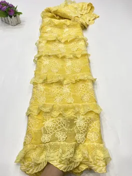(5yards/pc) 2021 brodate din Africa de bumbac dantela material dantelat cu flori 3D Nigerian petrecere dantela pentru a face rochia FZZ010