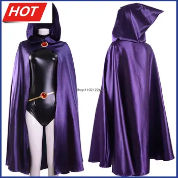 Teen Titans Super-Erou Raven Cosplay Costum Femei Negru Body Mov cu Gluga Pelerina Costume Costum pentru Petrecerea de Halloween pentru copii