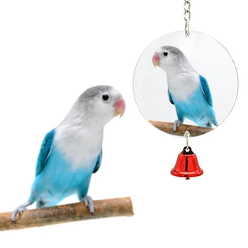 Papagal Bell Jucărie animale de Companie Pasăre Oglindă Jucărie în formă de Inimă Dreptunghi Rotund Opțional Cu Clopot în Culoare Aleatorii Pasăre consumabile