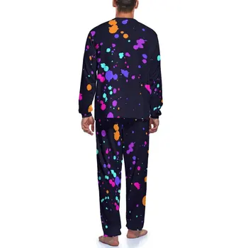 Pline De Culoare Splash Pijama Cu Maneca Lunga-Trippy Imprimare 2 Bucata Acasă În Pijama Seturi De Zi Cu Zi De Sex Masculin Grafic Kawaii Sleepwear