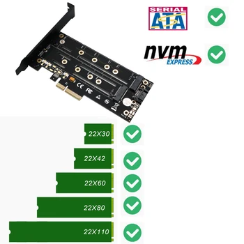 M. 2 SSD NVMe M pentru + SATA Cheie B M. 2 unitati solid state PCIE la M2 Adaptor Riser PCI Express 3.0 Controler cu Profil Redus Suport Radiator