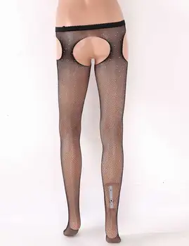 Black Fishnet Ciorapi Chilot Crotchless Deschis Picioare Ciorapi De Nailon Ochiurilor De Plasă Pur Transparent Sexy Femei Lenjerie Erotica