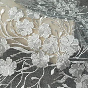 GLace 1Y/lot alb criptare broderie dantela de viță de vie de flori moale plasă de material pentru rochie de mireasa decor pânză accesorii TX1378