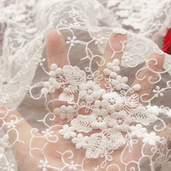 Calitate dantelă moale tesatura tifon tridimensional broderie cu fir de bumbac cusut Cheongsam rochie mozaic
