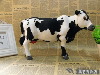 Nouă simulare de vacă jucărie realiste de artizanat prop vaca papusa cadou despre 30x12x20 cm