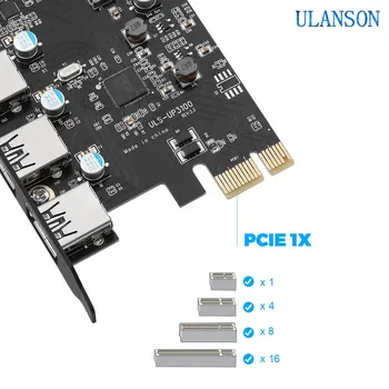 ULS PCI-e-USB3.0 Super-Rapid de Expansiune Card de 4 Porturi de Tip(3 ) și Tip C(1) pentru Windows, Mac Pro