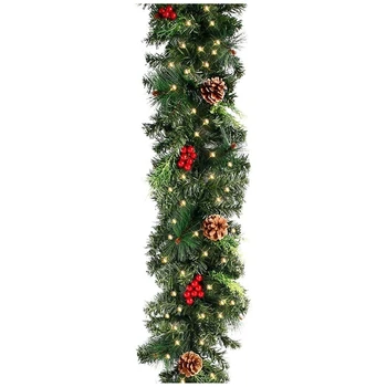 1.8/2.7 m Iluminat de Crăciun Ghirlanda LED de Rattan fructe de Padure, Conuri de Pin Ghirlande de Decor pentru Usi de Copaci Șemineu