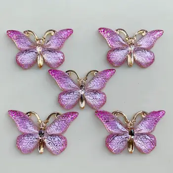 Flatback Fluture DIY Șirag de mărgele Acrilice Farmec 1Hole Europene Bijuterii Brățară Colier de artesanato 10buc 23*38mm -B274