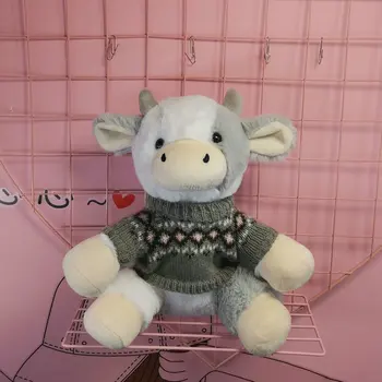 Elegant Drăguț roșu Net zodiac vaca mascotă de pluș jucărie bovine Purta eșarfă pulover liniștitor papusa cadou de ziua bună calitate Pernă moale