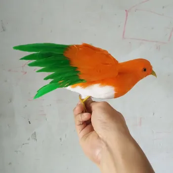 Despre 16cm simulare portocaliu albastru pasăre model creative decoratiuni de gradina cadou h1056