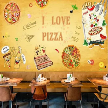 Personalizat Murală Retro Western Restaurant Pizza Decor Tapet Restaurant Fast-Food Industriale Decor Foto De Perete De Hârtie Papel Tapiz