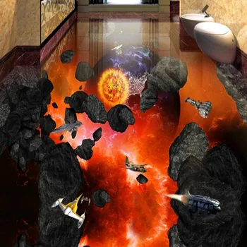 Beibehang personalizate 3D personalizate etaj postat meteorit a lovit pământul baie living dormitor portabil gresie pictura decorativa