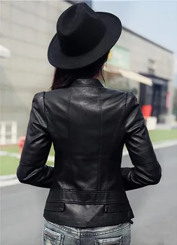 2022 Noua Moda Femei Buna Motocicleta De Faux Din Piele Jachete Femei Maneca Lunga De Toamna Iarna Motociclist Streetwear Haină Neagră