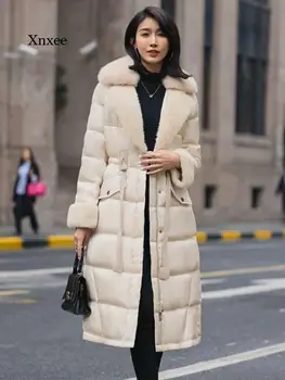 2021 Femei Nou Jacheta de Iarna de Înaltă Calitate Blana Artificiala Mozaic Sacou Cald Moda Sacou Casual Hanorac Lung