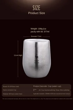 Perete dublu din Oțel Inoxidabil 304 Cana Cana de Ceai cu Capac Rezistent la Caldura Portabile Cupa de Bere cu o Lingura de Paie 377ml Hidro Balon