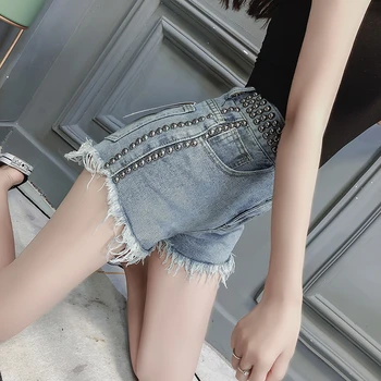 2022 Primavara-Vara Moda Fierbinte Scurt Coreean Haine Nit Talie Mare Slim Denim Pantaloni Scurți Femei Ropa Mujer Toate Se Potrivesc Blugi Rupți