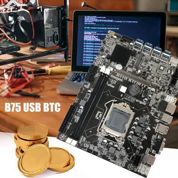 B75 8USB ETH Miniere Placa de baza+G1620 CPU+DDR3 4GB 1600Mhz RAM+Comutator Cablu+Cablu SATA+Diafragma+pasta Termică Placa de baza