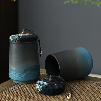 De lux de Ceai din Ceramica de Stocare Borcan Mic Manual Tieguanyin Organizator Sticla Creative Vrac Ceai Puer Cutii de Depozitare cu Capac Cadou