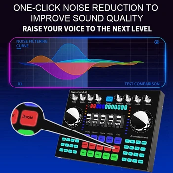 K1 Live placa de Sunet Portabil Bluetooth placa de Sunet Profesie Volum Reglabil Audio pentru Înregistrare de Muzică Karaoke Cântând