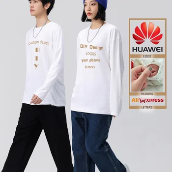 Personalizate Imprimate Tricouri cu Maneca Lunga Tricou Alb Pentru Femei de Cauzalitate Gât Rotund de Bază T-shirt Mam Blaturi Solide