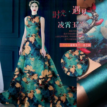 118cm largă 19mm 93% silk & 7% spandex brown floral albastru verde stretch de mătase, tesatura satin pentru camasa rochie haine cheongsam D714