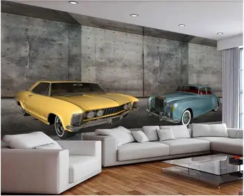 Foto personalizat murale 3d tapet de mașini de Epocă, mașini de lux mecanice ciment decor perete living tapet pentru pereți 3 d în rulouri