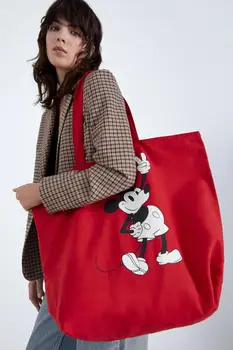 Doamna geantă de umăr Mare capacitate mickey mouse canves geantă de mână de desene animate geantă de cumpărături Disney sac mare