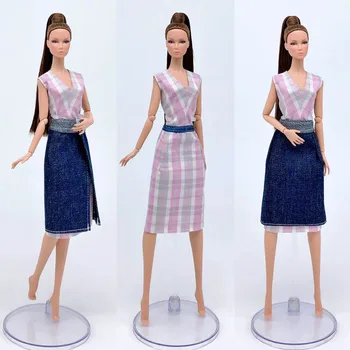 Carouri de moda Rochie de & Denim Fusta Blugi Pentru Barbie Haine Set 1/6 BJD Papusi Accesorii 11.5