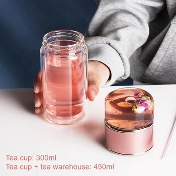300ML Drinkware Flacon de Sticlă cu Perete Dublu de Sticla Sticle de Apa Ceai Infuser Filtru Ceai de Separare Pahar Ceașcă de Ceai Garrafa Termica