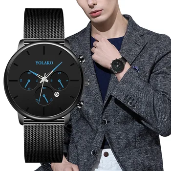 Bărbați Ceasuri De Lux De Brand Celebru Calendar Ceasuri Pentru Bărbați Din Oțel Inoxidabil Plasă Watch Mens Casual Cuarț Ceas Relogio Masculino
