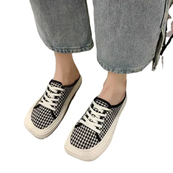 Panza Sandale si Papuci pentru Femei 2022 Nou Stil Baotou Spate Gol Mocasini Elevii de Agrement O Pedala Square Toe Pantofi Plat