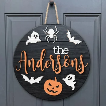 Dropshipping&FBA$POD Personalizate de Halloween din Lemn Semn de bun venit Semn Ușă Ușa din Față Cuier Home Decor 2022 Memorial Cadou