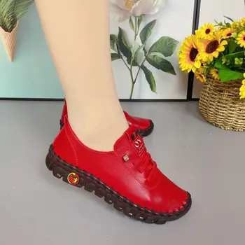 2022 Adidasi Femei Pantofi Platforma Oxfords Dantela-Up Piele Plat Slip-On Nou Primavara Casual Mama Pantofi Mujer Zapatos Chaussure Femme