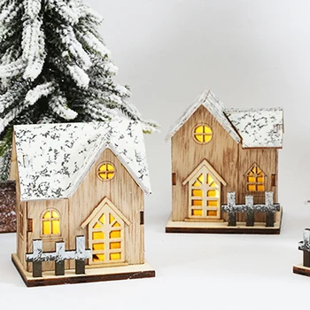 Crăciun Din Lemn Scena De Zăpadă Drăguț Cabina De Jurnal De Moda Casa De Vacanță Cadou De Ambarcațiuni Din Lemn Ornament