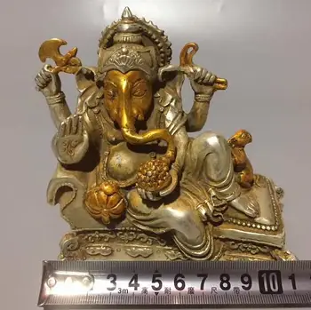 Chineză Tibet Argint Lucrate Manual, Sculptate Avere Elefant Mamona Avere Dumnezeu Buddha Statuie Decor Acasă