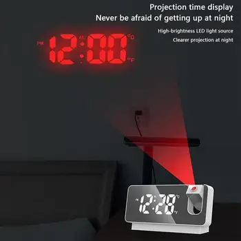 Dormitor Proiectie Ceas 12/24H LED de Afișare a Temperaturii Ceas cu Alarmă Cu Brațul Leagăn Temperatura de Afișare Ceas cu Alarmă Pentru Acasă