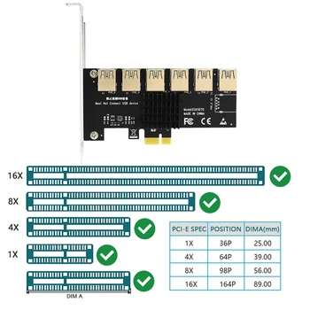 PCI Express Card de Multiplicare PCI-E 1 La 6 Porturi USB3.0 Hub GPU PCIE 1X Card La 6X Adaptor de Coloană Pentru placa Video BTC Mining