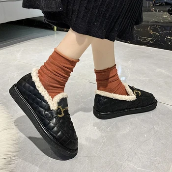 Moda Glezna Cizme pentru Femei din Piele Pantofi pentru Femeie Cizme de Iarna Plat Moda Ține de Cald Pantofi Casual Pantofi de Mers pe jos de Pantofi pentru Femei