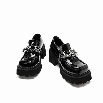 2023 U-DUBLU Femei Brand de Pantofi de Primăvară Noul Negru cu talpi Groase Doamnelor Adidasi Piele naturala Casual Trend Fata Pantofi Studenți