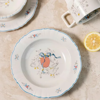 Cina Set Tacamuri Ceramice Gosling Epocă Plăci Cana Cana Farfurie Intestinului De Bucătărie De Uz Farfurie De Supa