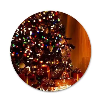 58mm Vacanță de Crăciun Pom de Anul Nou de Lux, Icoane Ace Insigna Decor Broșe Metalice Insigne Pentru Ghiozdan Decor