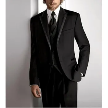 2022 Personalizat Barbati SuitsGroom Fracuri Negre Formale Bărbați Nunta Costum De Cavaler De Onoare/Mirele Cel Mai Bun Om Costume ( Sacou+Pantaloni+Vesta )