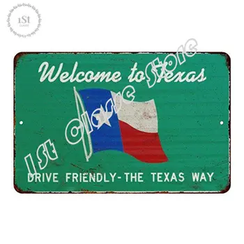 Bine ati venit la Texas! Unitate prietenos-Texas-ului. retro tin semne de epocă placă de metal pictura clasica imagine decorare perete