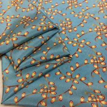 Tipar Digital albastru glazura de flori de viță de vie elastic crep de chine naturale mătase de dud haute couture material pentru rochie cămașă de cusut