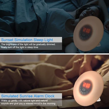 Ceas Digital de Alarmă Despertador Amânare Ceasuri de Masă Lampă cu LED-uri Ceas Electronic Răsărit Apus de soare de Alarmă serviciu de Trezire Lumina Radio FM Birou