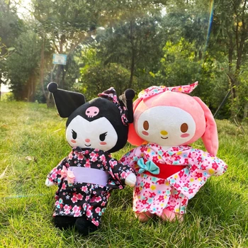 20cm Kawaii Sanrio Anime Kuromi Melodie Cinnamoroll Kimono Kuromi Jucărie de Pluș Animale de Pluș Drăguț Kimono Doll Fata Cadou