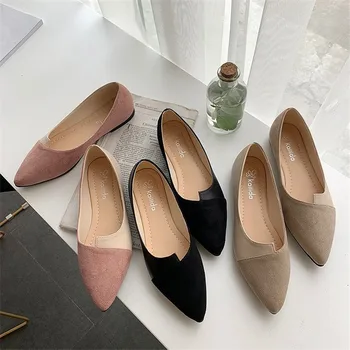 35-41 Pantofi de Piele de Îmbinare Culoare de Pantofi de Balerina Alunecare Pe Pantofi Femei Apartamente 2020 Moda a Subliniat Toe Balet Încălțăminte buty damskie